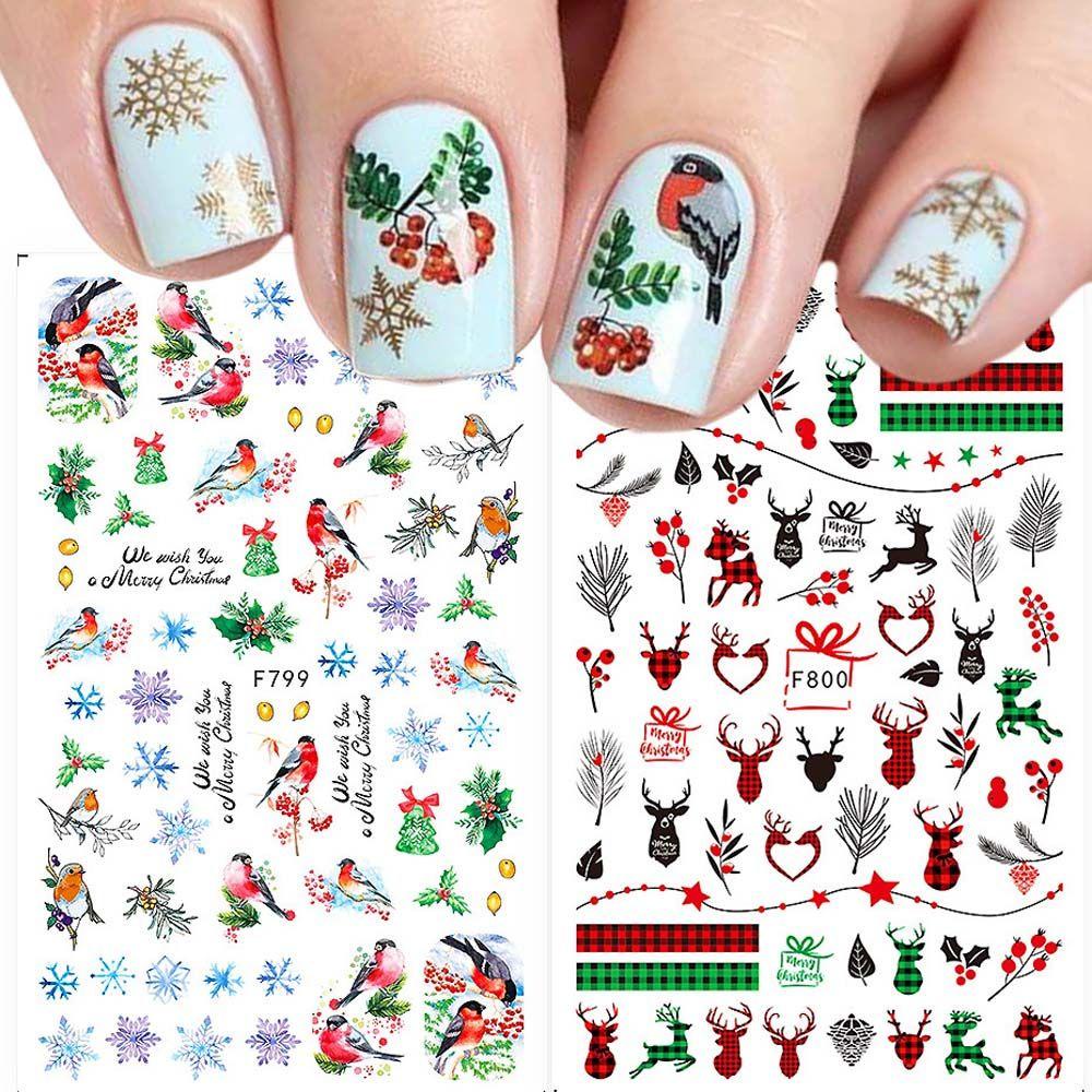 Set 3 Miếng Dán Trang Trí Móng Tay Họa Tiết Giáng Sinh Dành Cho Nữ
