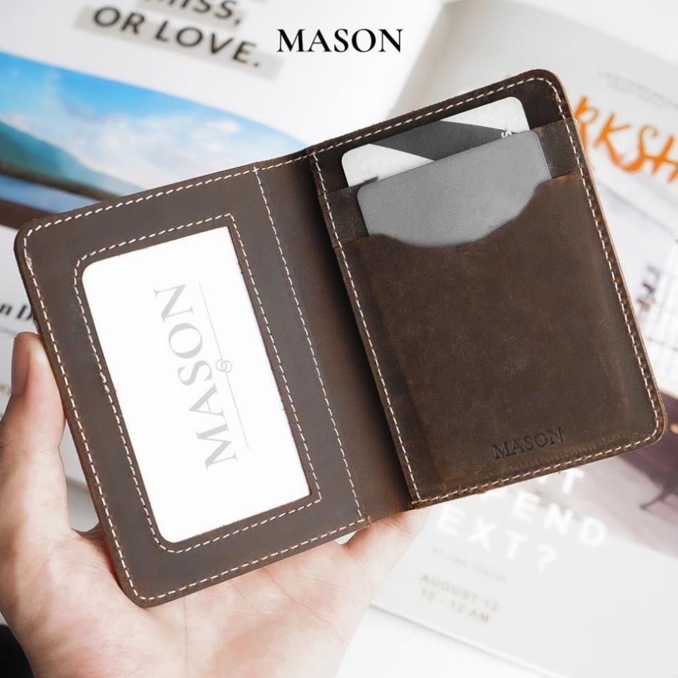Ví nam mini da sáp dáng đứng cầm tay nhỏ gọn MORI cao cấp thương hiệu MASON - M02 Xịn