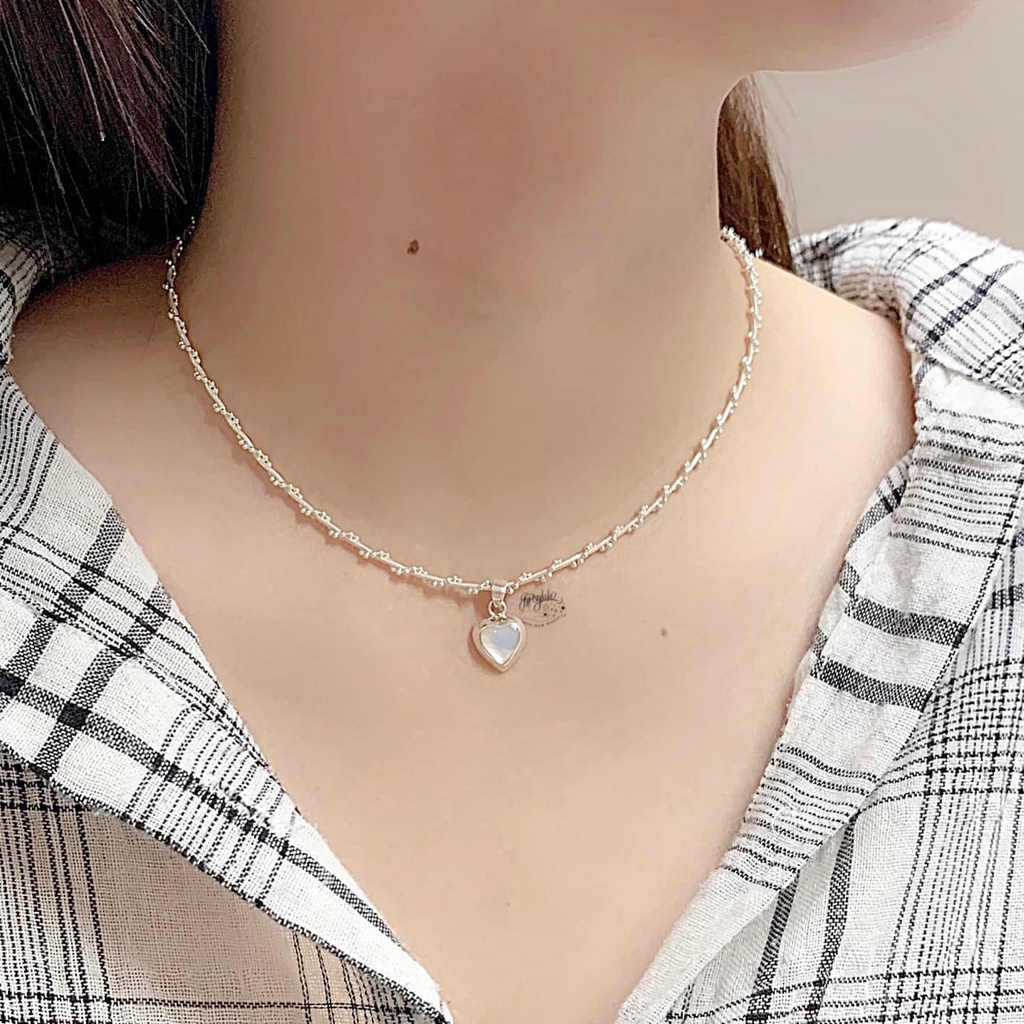 Dây Chuyền Trái Tim Ocean Love Đá Xà Cừ Thiên Nhiên Bạc 925 SP004817 Gypsy.lala
