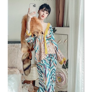 BỘ LỤA KIMONO CỔ V HỌA TIẾT 01 CAO CẤP