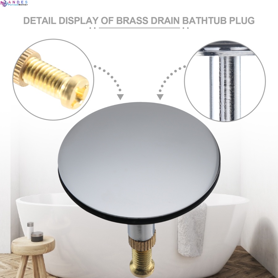 Nút đậy lỗ thoát nước bồn tắm bằng đồng thau 44mm thay thế dạng dẹt tiện lợi dành cho phòng tắm