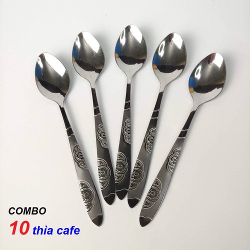 Combo 10 thìa cafê inox cán hoa