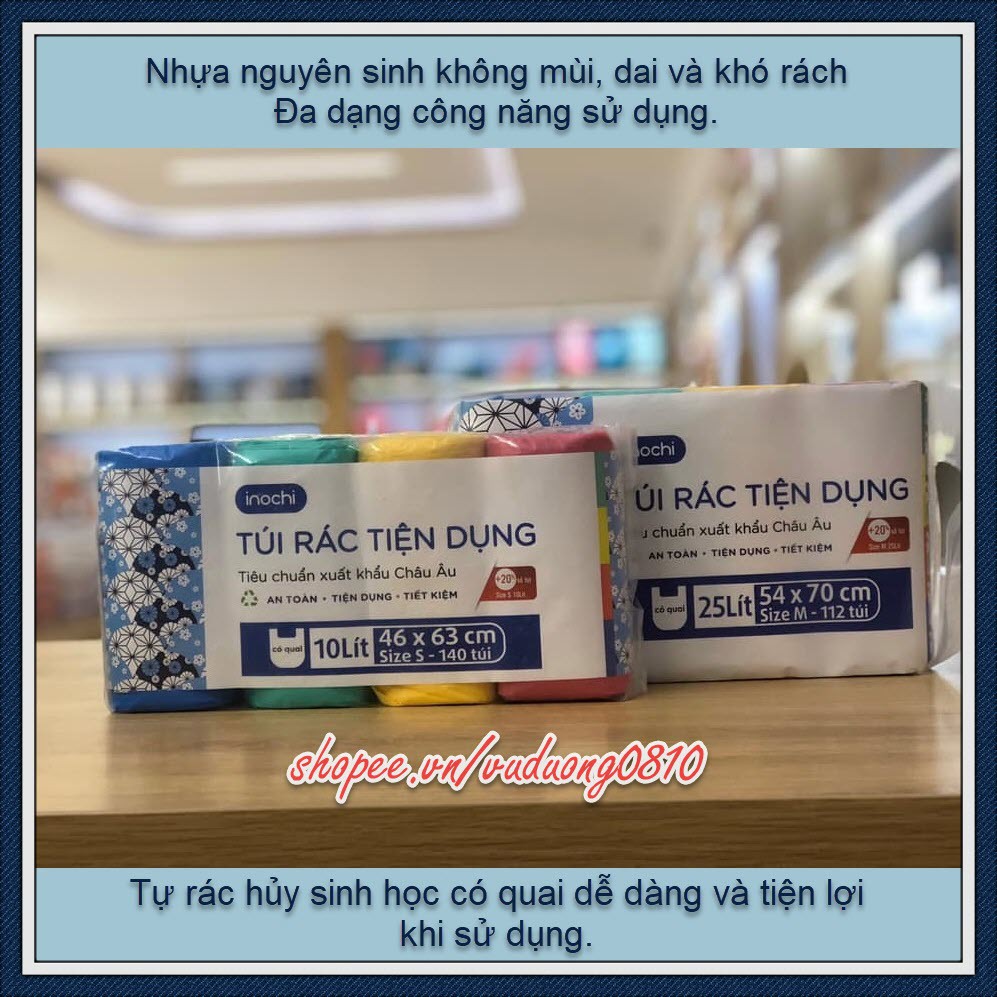 Lô 4 cuộn túi rác Inochi tiện dụng (nhiều màu)