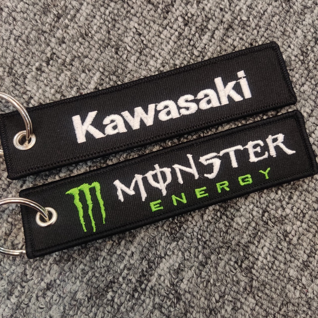 Móc chìa khóa vải 13x3cm hình thêu Kawasaki Monter YoshiArka
