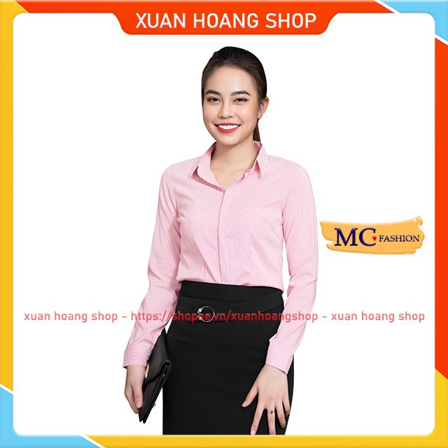 Áo Sơ Mi Nữ Tay Dài Mc Fashion A0298, Size Đủ, Kẻ Sọc, Dáng Công Sở, Màu Trắng, Xanh Dương Nước Biển, Hồng, Đỏ