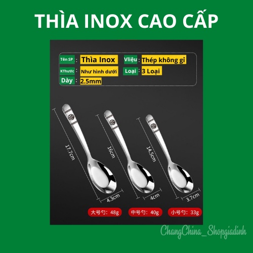 Thìa chữ PHÚC ăn cơm phở cháo inox thép CAO CẤP dày đẹp sáng bóng