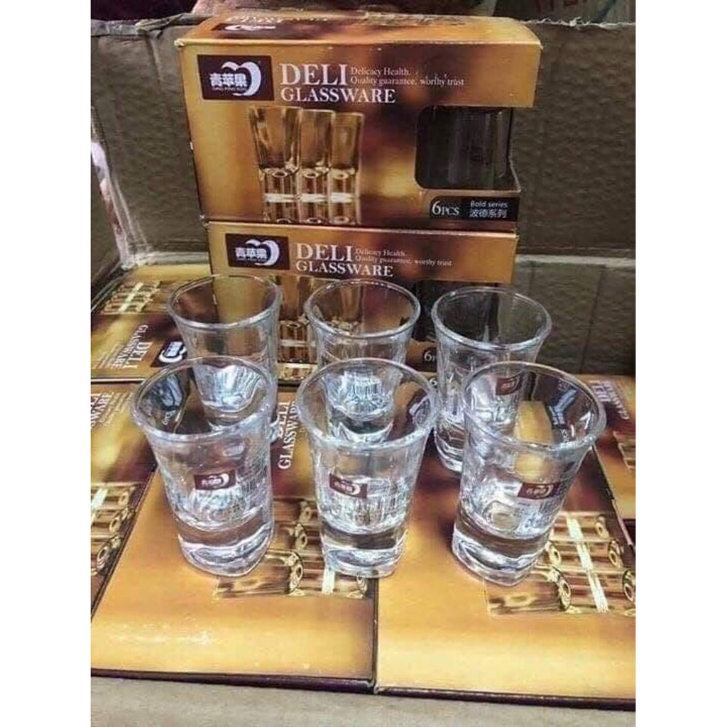⛔FREESHIPXTRA⛔ Hộp 6 chén uống rượu cao cấp Deli