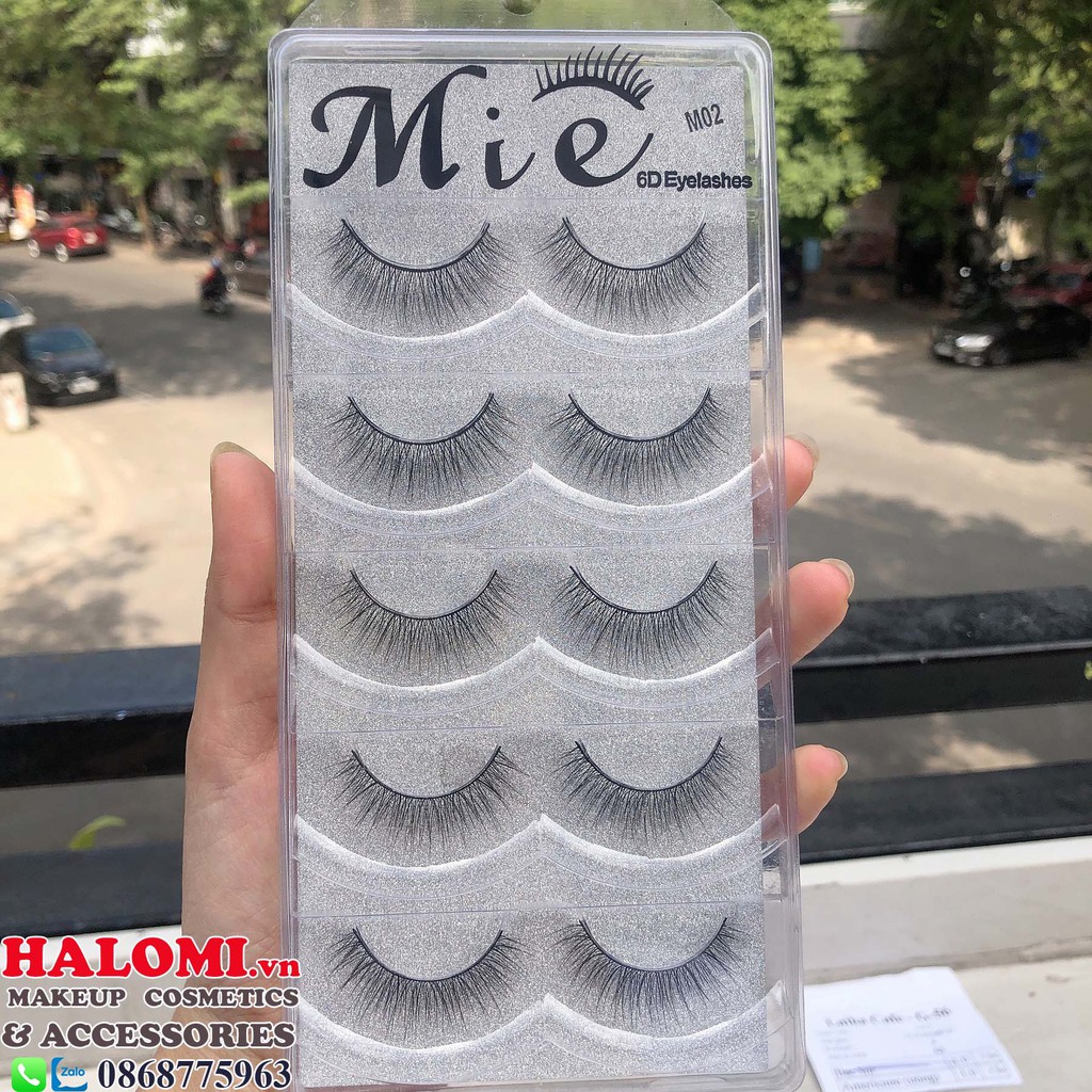 Lông mi giả tự nhiên Mie 02 6D 5 cặp cao cấp chính hãng HALOMI chuyên dùng cho makeup