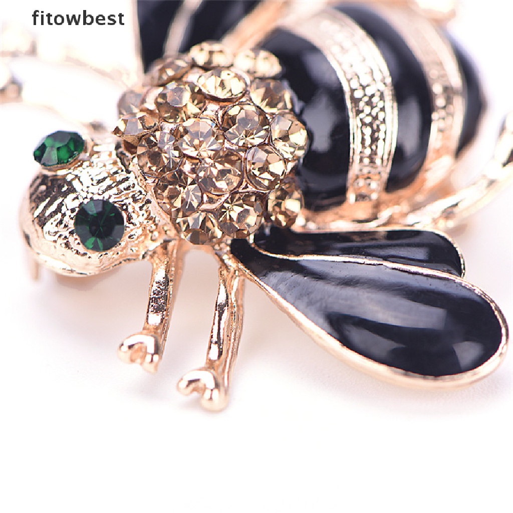 Ftvn Fashion Bee Brooch Elegant Gold Plated Crystal Rhinestone Party Brooch Jewelry QDD