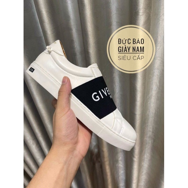 Giày lười slipon givechy trắng quai đen siêu cấp , giày thê thao nam trắng kèm hộp