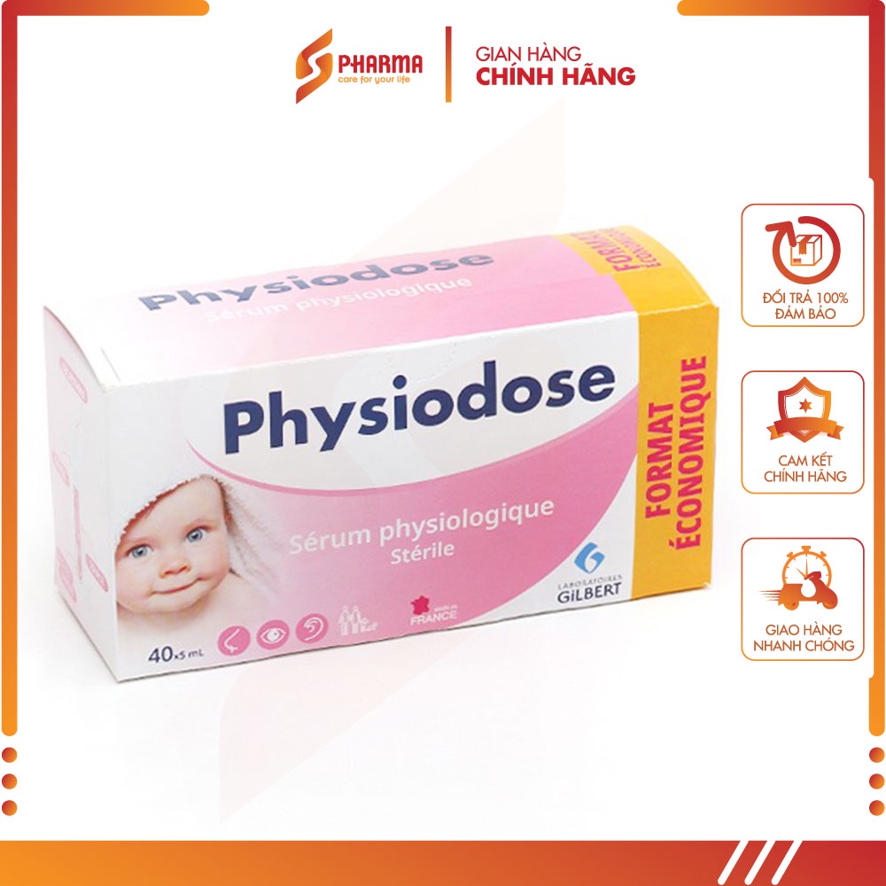Nước Muối Sinh Lý Physiodose - Muối Pháp - Hộp 40 tépx5ml
