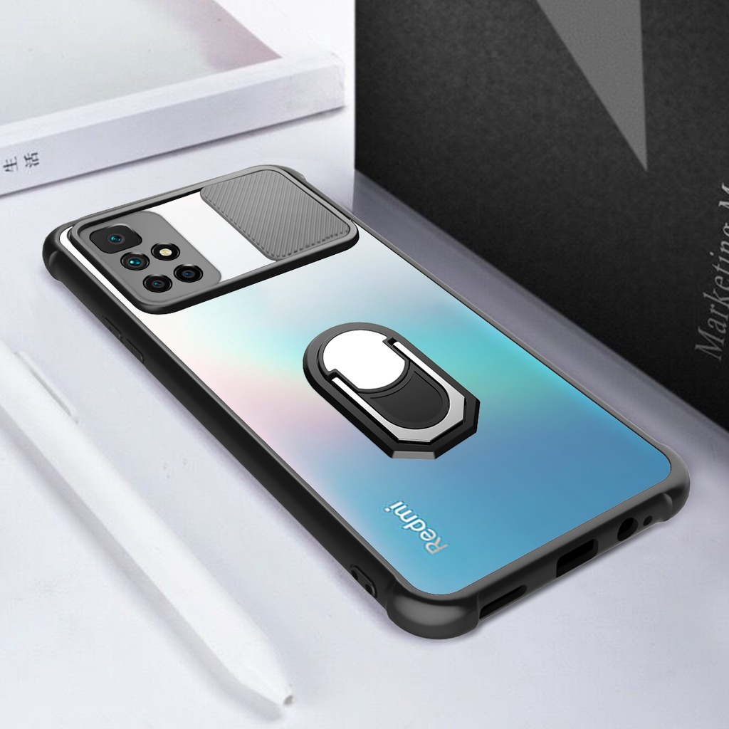 Ốp Điện Thoại Trong Suốt Có Giá Đỡ Dạng Kéo Đẩy Cho Redmi 10 9 Prime 9A 9i 9C 9T 9 Power