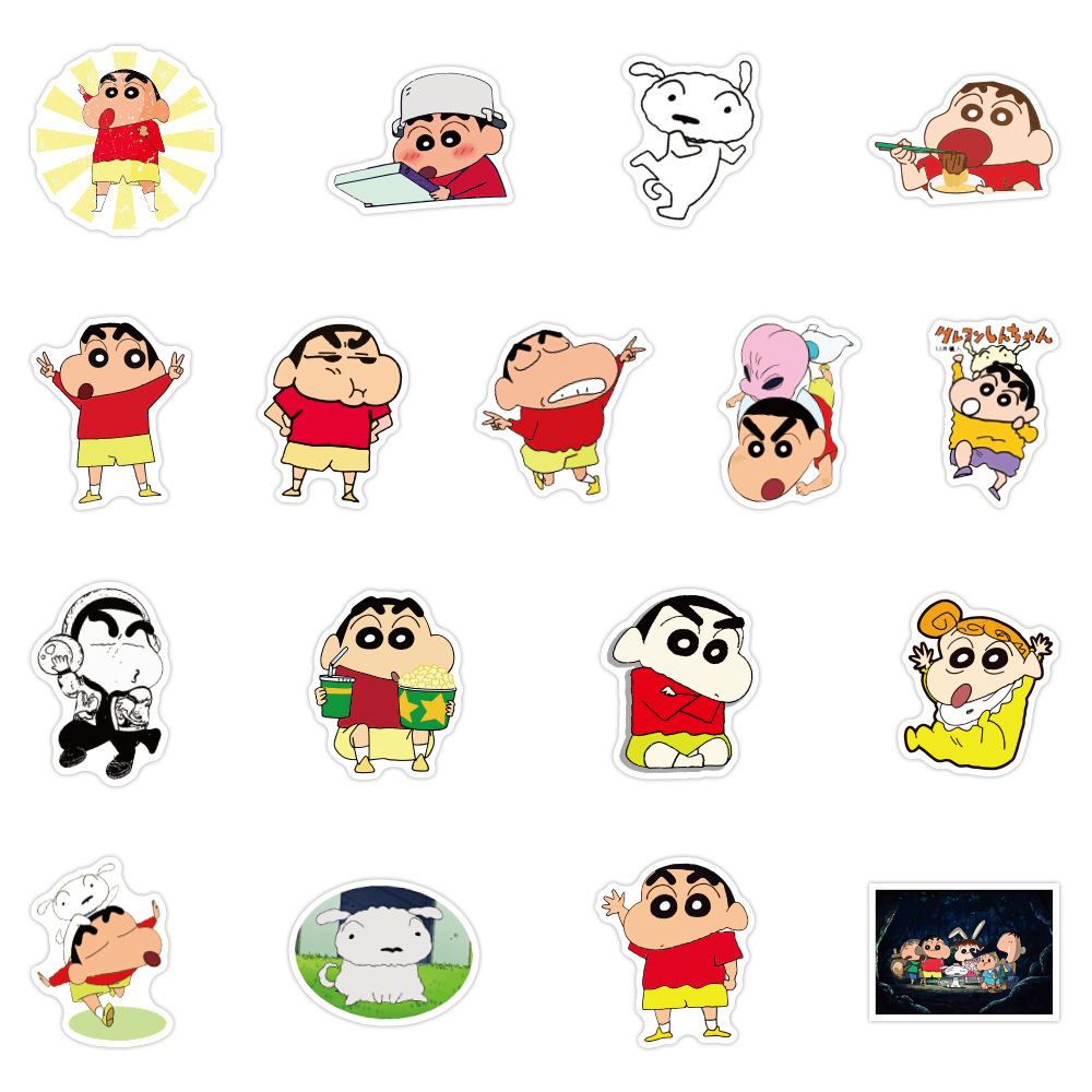 Y&P| Hình Dán Chống Nước Crayon Shin-chan Nhật Bản Anime Mũ Bảo Hiểm Máy Tính Xách Tay Hành Lý Dán Thiết Lập, 50 tờ