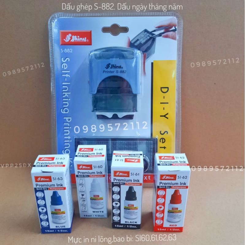 Dấu ngày tháng năm 882 -NSX-HSD-Bộ dấu ghép chữ-số 256 ký tự shiny.