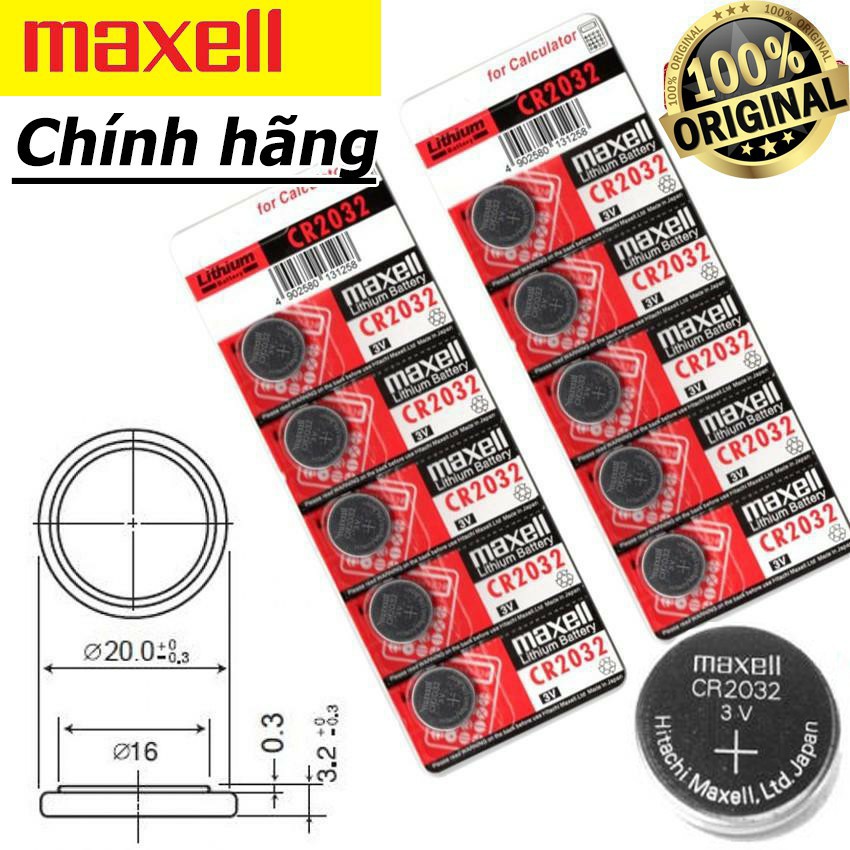 Pin CMOS CR2032 Maxell Lithium Battery 3V