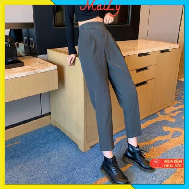 Quần Baggy nữ cạp cao vạt chéo - Quần baggy thiết kế phong cách cổ điển Basic Thời Thượng | BigBuy360 - bigbuy360.vn