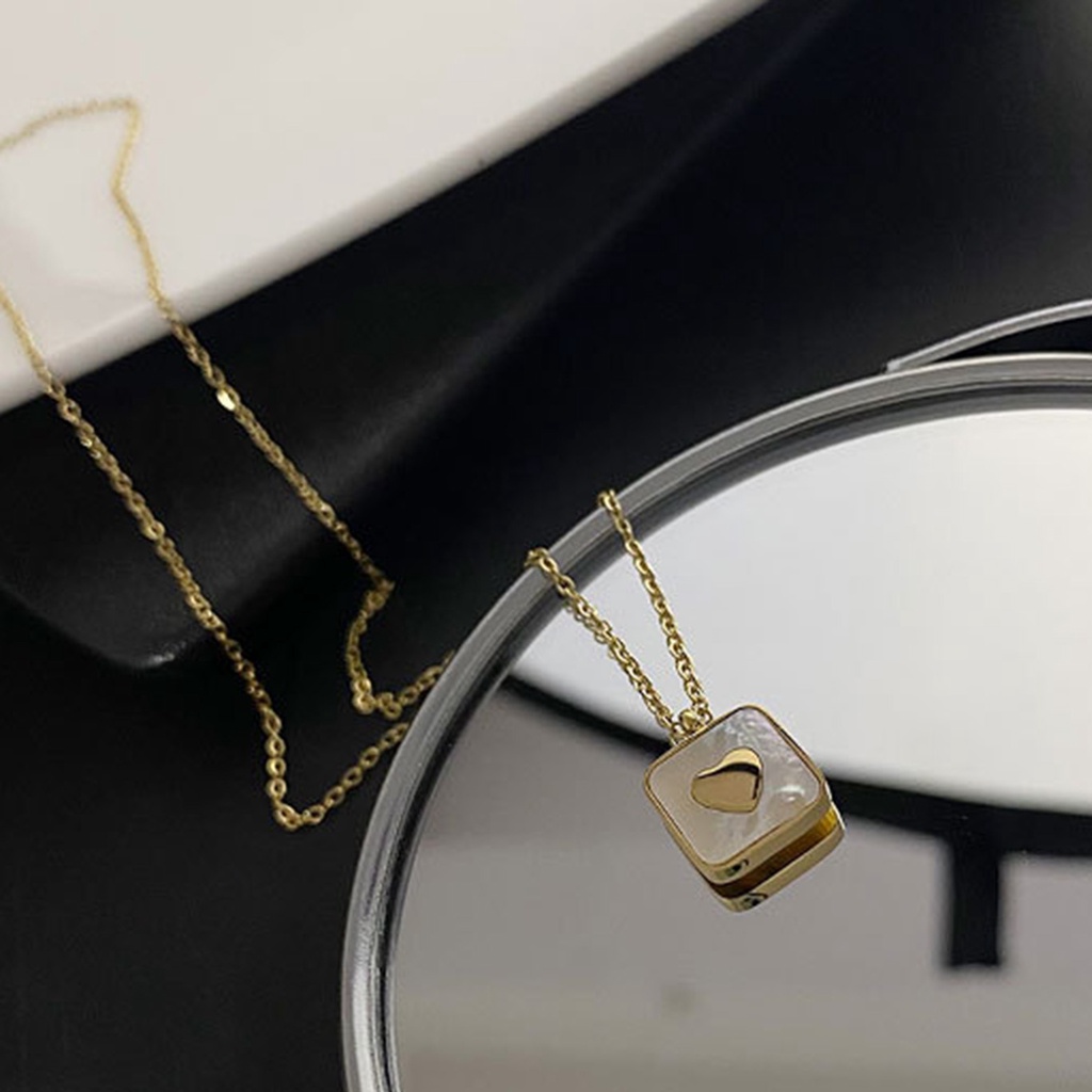 Vnox Vòng cổ Mặt Vuông Hình Vỏ Sò Màu Vàng/Trắng Dành Cho Nữ