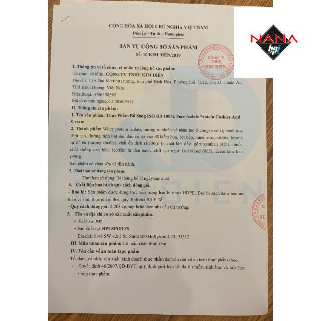 ISO HD 100% PURE ISOLATE PROTEIN - SỮA WHEY HỖ TRỢ TĂNG CƠ BẮP BPI