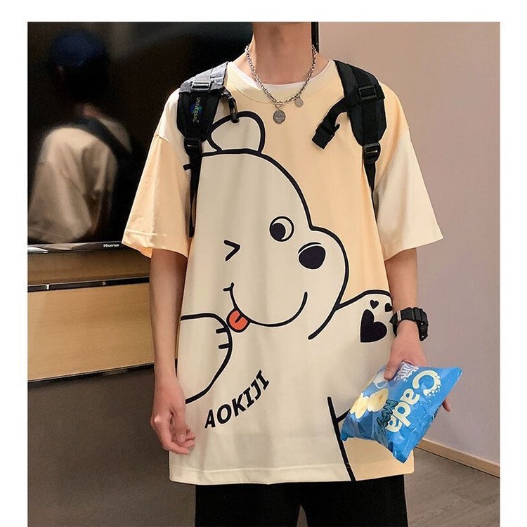 Áo thun tay ngắn in họa tiết hoạt hình phong cách mùa hè Hàn Quốc trẻ trung cho cặp đôi