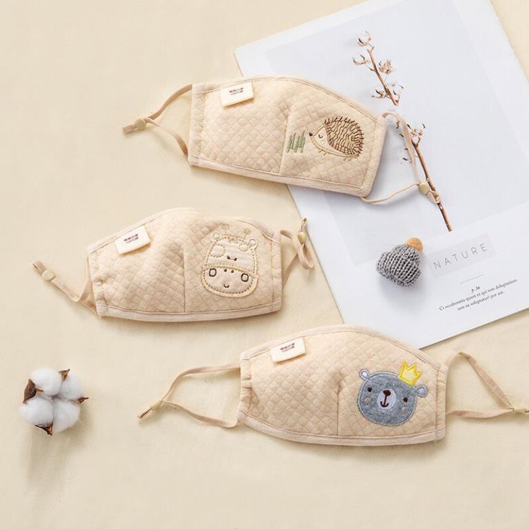Khẩu trang cho bé ORGANIC 100% COTTON HỮU CƠ TỰ NHIÊN  HỌA TIẾT DỄ THƯƠNG CHO BÉ 0-7 TUỔI