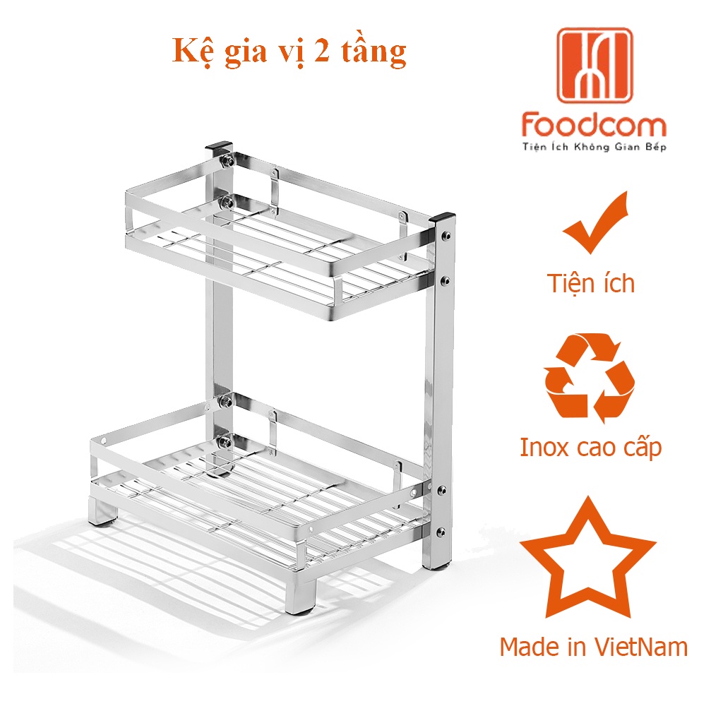 Kệ gia vị đa năng FOOCOM chất liệu inox cao cấp, giá đựng đồ nhà bếp đa năng
