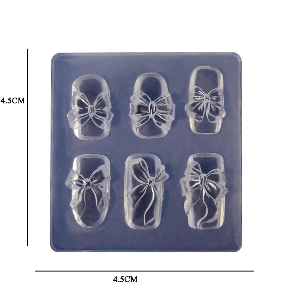 Khuôn Silicone Trong Suốt Họa Tiết Ruy Băng 3D Chuyên Dụng Cho Trang Trí Móng Nghệ Thuật DIY