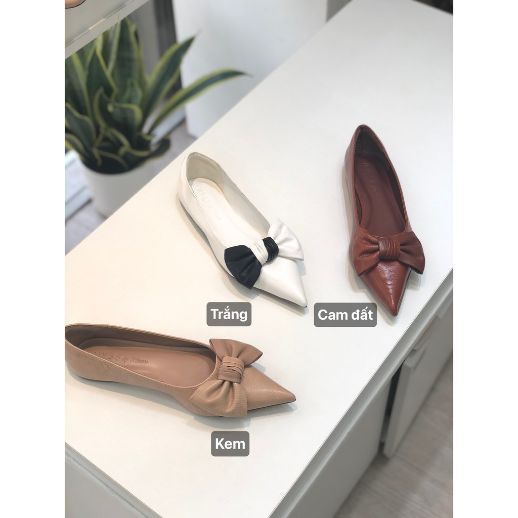 Giày búp bê mũi nhọn da vân phối nơ Myss - BB24 | BigBuy360 - bigbuy360.vn
