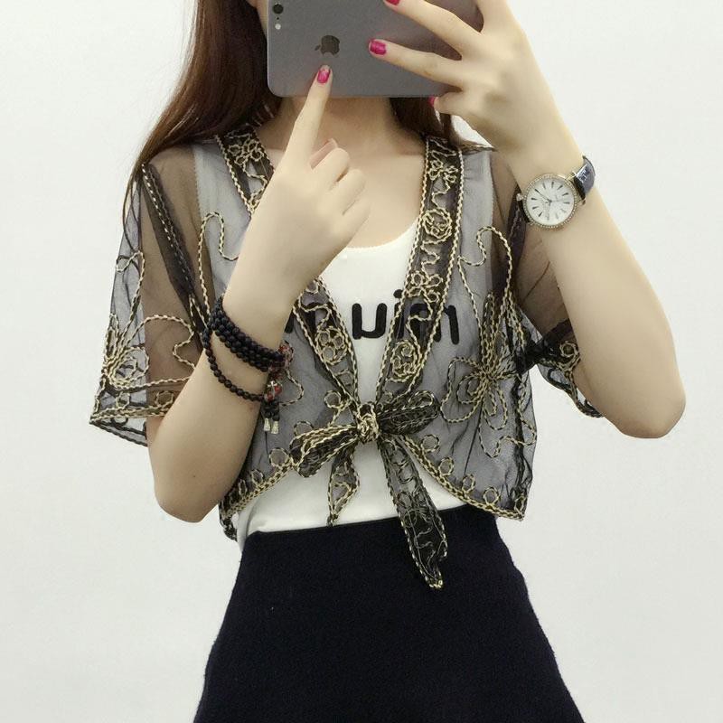 Áo Khoác Voan Phối Ren Dáng Ngắn Phong Cách Phương Tây Thời Trang Mùa Hè Hàng Mới Dành Cho Nữ | BigBuy360 - bigbuy360.vn