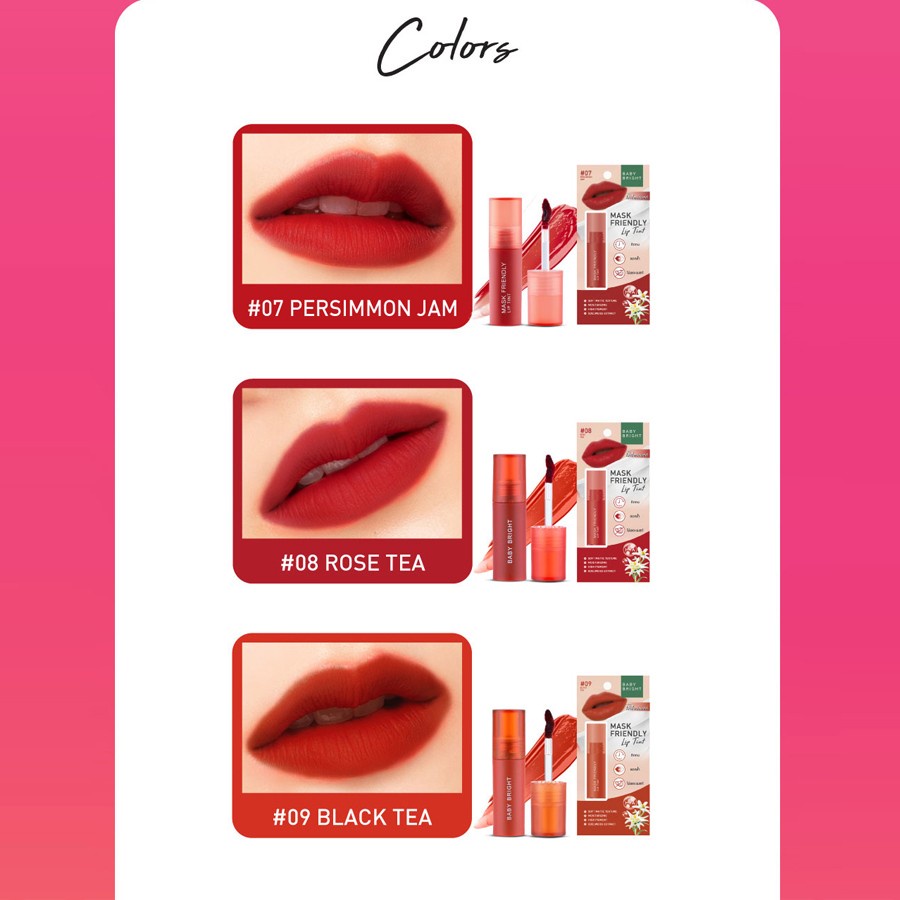 Son Tint son nước Không Lem, Không dính khẩu trang  2.4gBABY BRIGHT Mask Friendly Lip Tint