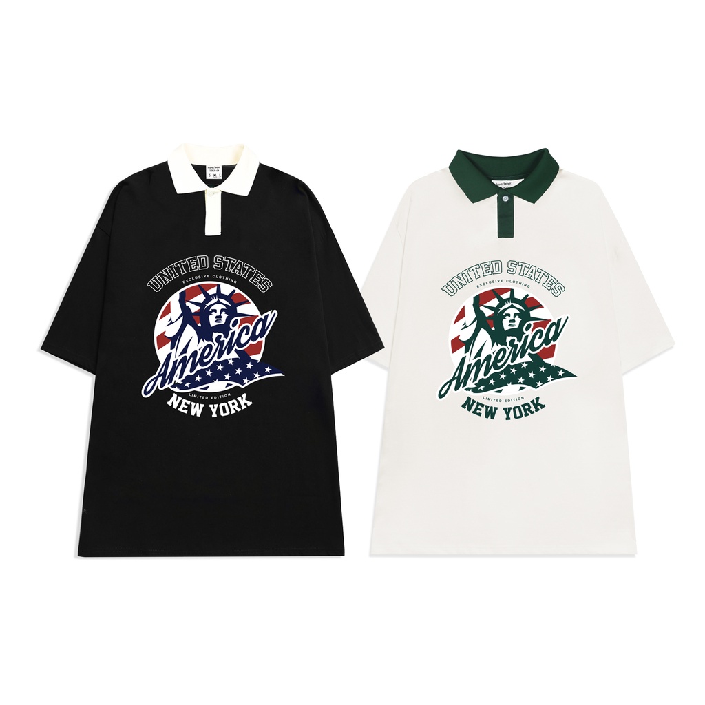 ÁO THUN FF FORM RỘNG POLO AMERICA, VẢI THUN 2 CHIỀU COTTON 250GSM
