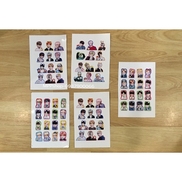 Combo 5 bảng Sticker BTS JIMIN