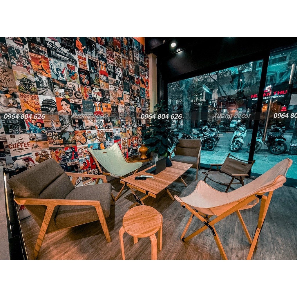 Tranh trang trí Poster decal decor hình dán tường vintage trang trí phòng ngủ áp phích dán tường quầy bar HONGKONG 1011