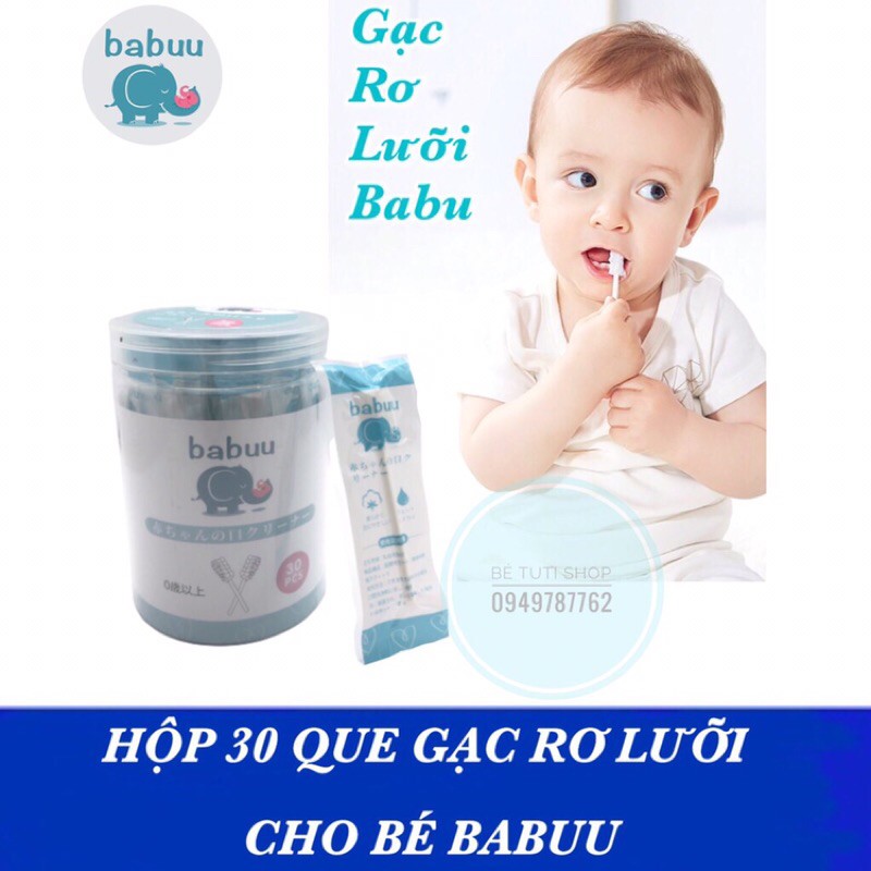 [Mã FMCG8 giảm 8% đơn 500K] Hộp 30 que gạc rơ lưỡi cho bé Babuu Nhật Bản