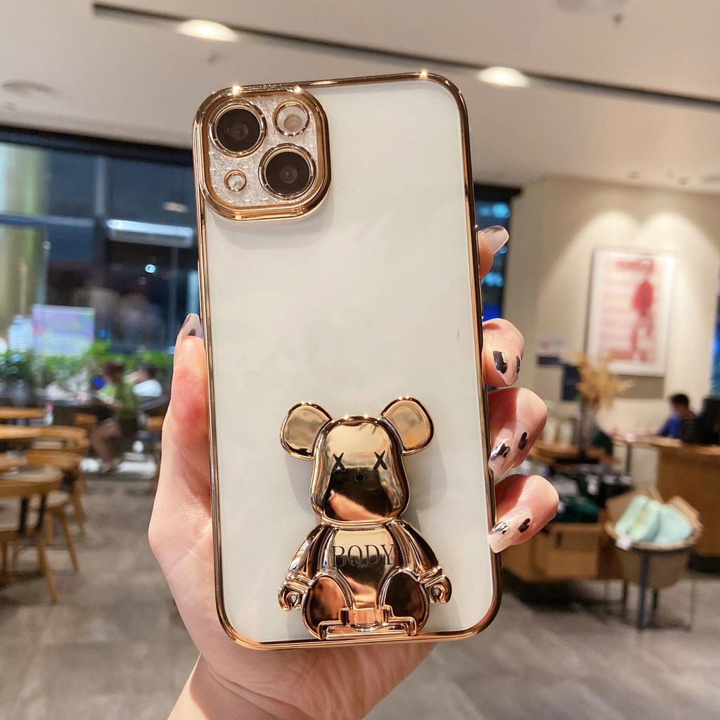 Ốp Điện Thoại Trong Suốt In Hình Gấu Sang Trọng Cho iphone 13 Pro Max i13 13pro 11 Pro Max i11 X XR Xs Max 7plus 8plus 12Pro 12 Pro Max
