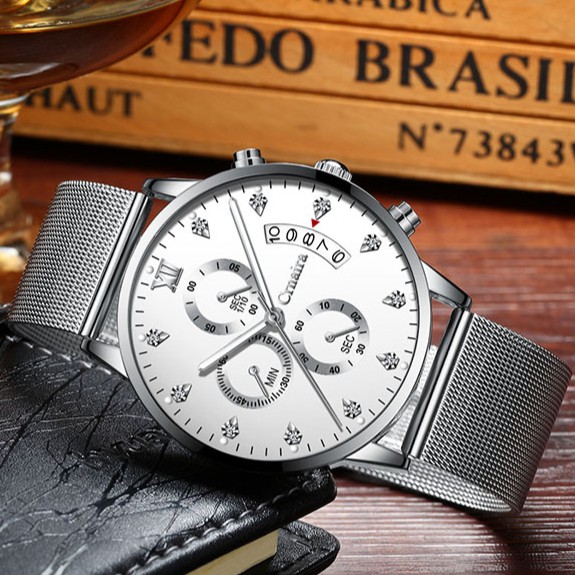 (CHUẨN MEN) Đồng Hồ Nam Chạy 6 Kim CRNAIRA JAPAN CR566 Phiên Bản Doanh Nhân Dây Thép Mành Cao Cấp_Tặng Hộp Và Pin | BigBuy360 - bigbuy360.vn