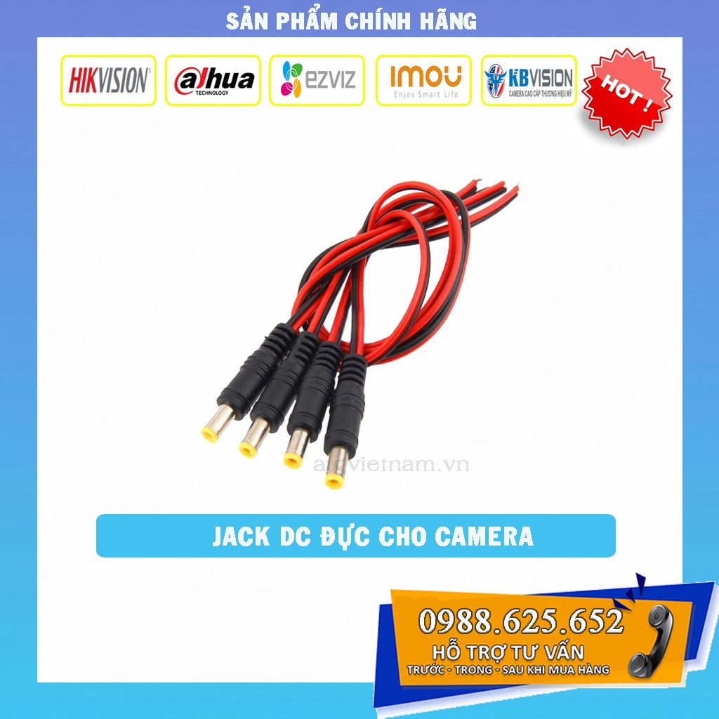 Jack DC đực cấp nguồn cho camera Hikvision,Dahua,Kbvision,Ezviz,Imou