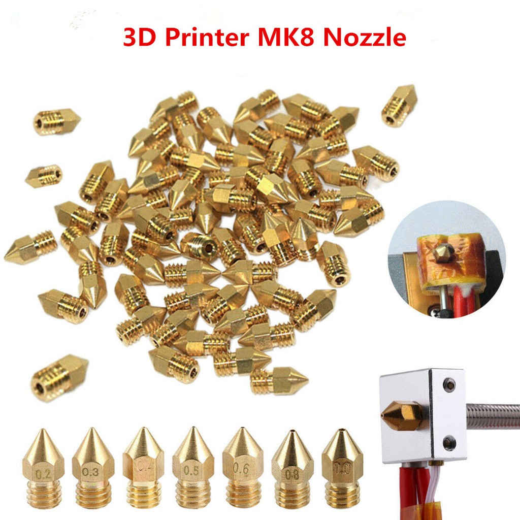 Set 19 Đầu Phun Mk8 Bằng Đồng Thau Cho Máy In 3d Makerbot Cr-10 Ender M6