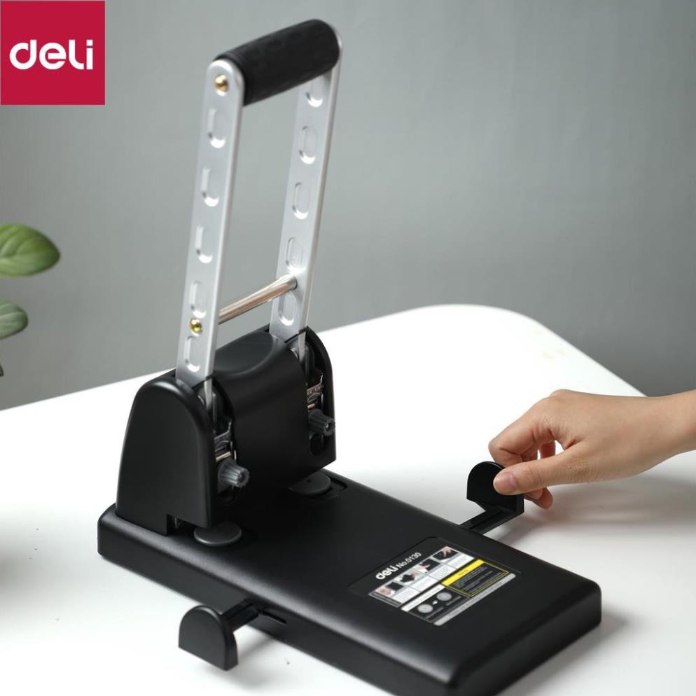 Máy đục lỗ đại 100 tờ Deli, Đen, ghi xám - 1 cái E0130 [Deli]