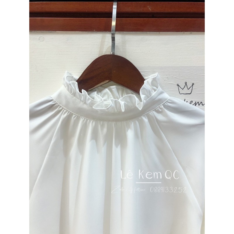 Áo sơ mi trắng tay bồng babydoll cổ sen nữ chất đẹp ❤️