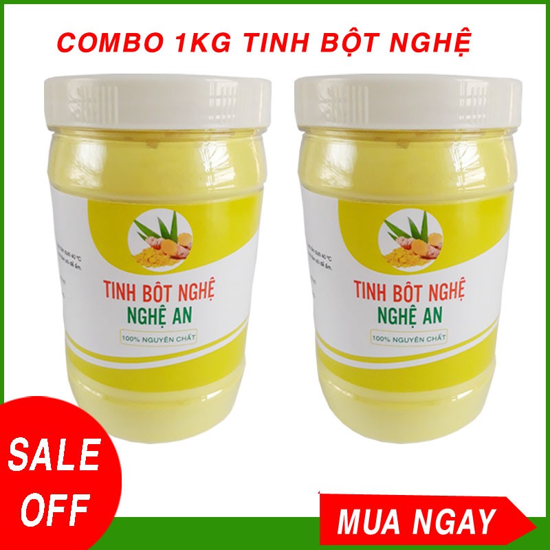 Combo 1kg Tinh Bột Nghệ Vàng Nguyên Chất Nghệ An - Cam Kết 100% Nguyên Chất.