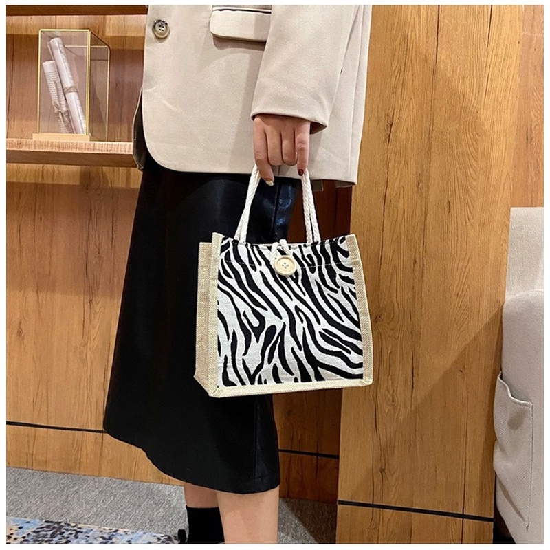 Túi tote vải lanh mini in họa tiết phong cách Nhật Bản thời trang cho nữ