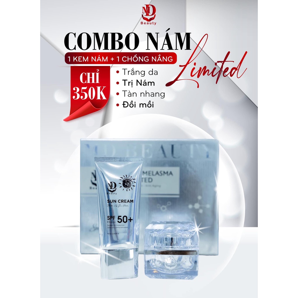 Kem Face Nám Dưỡng Trắng Da Lựu Đỏ - Combo Melasma Vip Limited -  MD Beauty