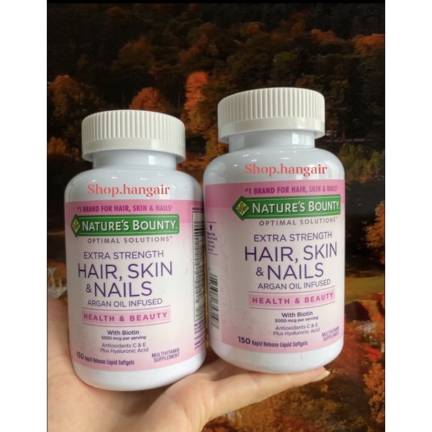 Viên uống giảm rụng tóc Nature’s Bounty 150v giúp da mịn màng, mọc tóc bóng khoẻ, dày dặn
