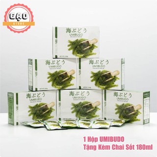 Rong Nho Tách Nước Umibudo Công Nghệ Nhật Bản Hộp 12 Gói x 20g Tặng Kèm Chai Sốt