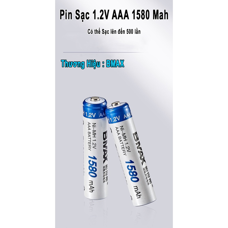 Pin sạc BMAX AAA số 7 1.2V 1280mAh 1580mAh đồ chơi điện điều khiển từ xa Pin AAA Ni-MH