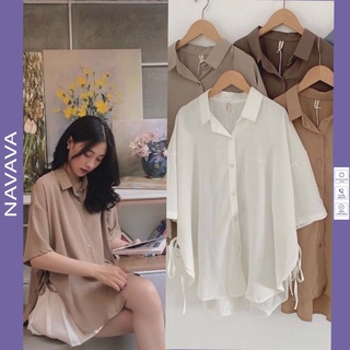 Áo sơ mi cộc tay nữ áo sơ mi tay lỡ ngắn dáng dài nhiều màu dễ thương NAVAVA SM39