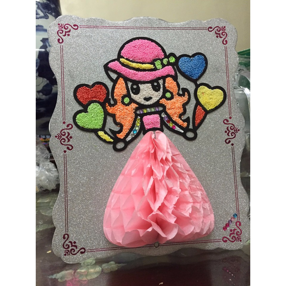 Tranh Slime/Slam cho bé- Tranh tô màu bọt xốp Slime 3D - công chúa