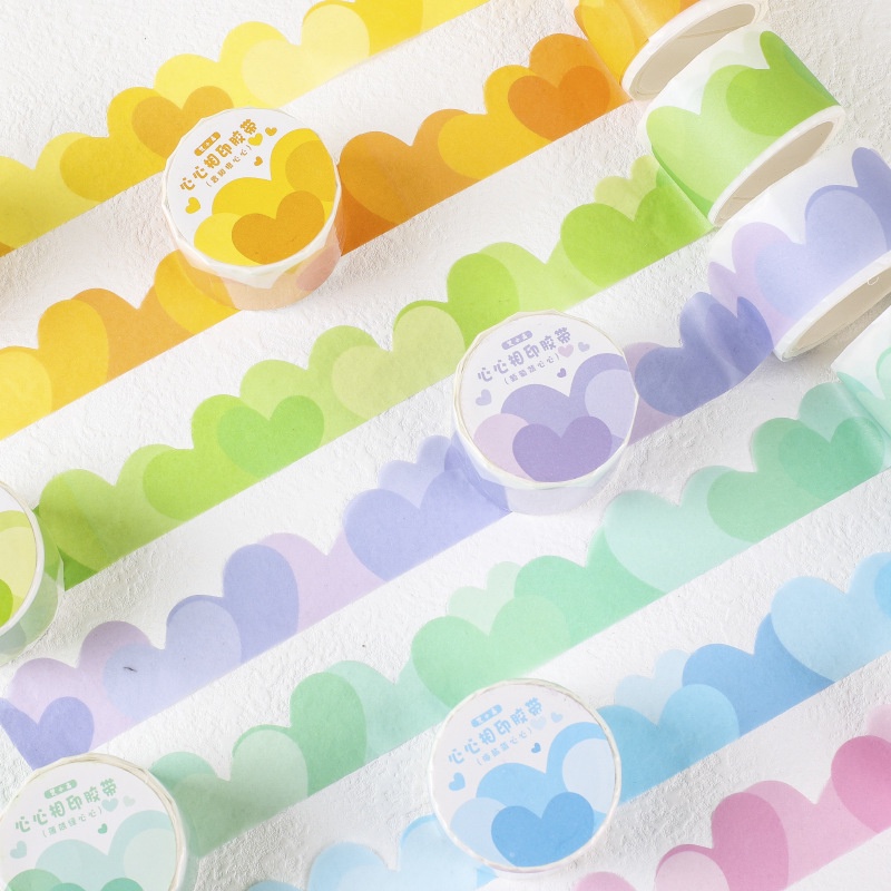 1 Cuộn Băng Dính Washi Hình Trái Tim Nhiều Màu Sắc