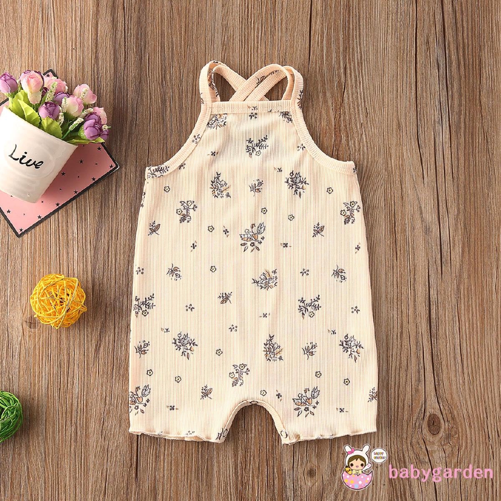 Bộ Áo Liền Quần In Hoa Cho Bé Gái Từ 0-18 Tháng Tuổi