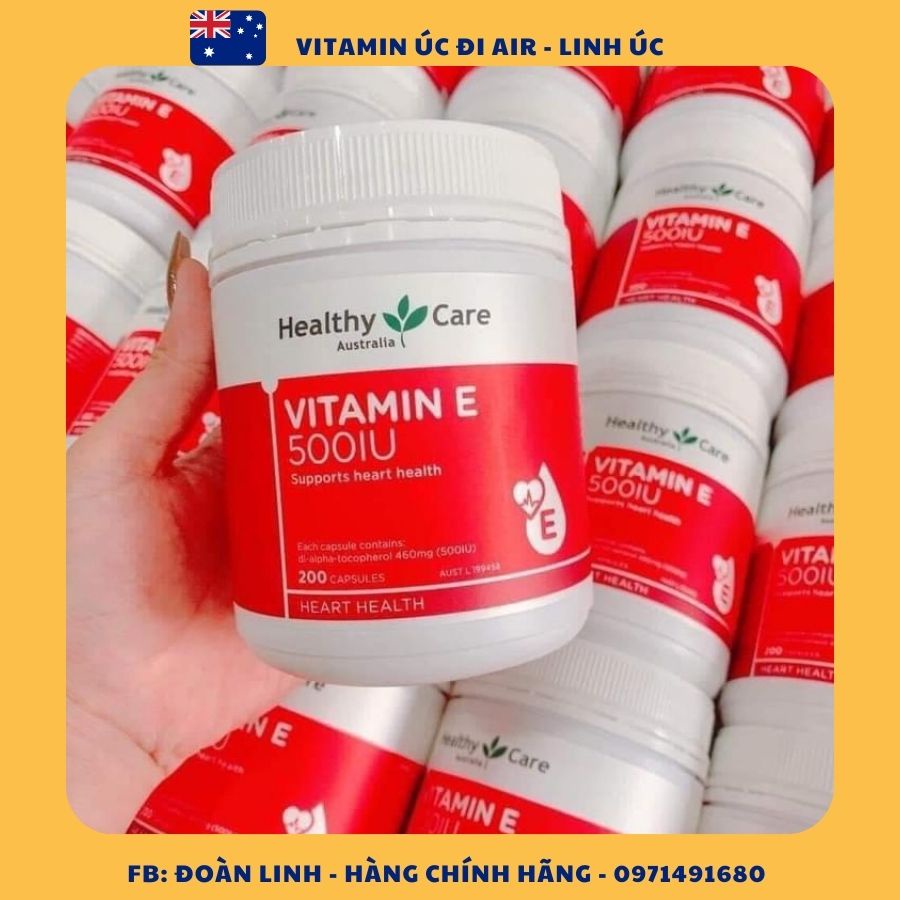 Viên uống đẹp da, hỗ trợ sức khỏe Healthy Care Vitamin E - Hộp 200 viên, Hàng Chuẩn Úc Đi Air, Healthy Care vitamin E